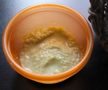 Purée de courgettes-champignons au kiri